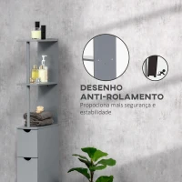HOMCOM Coluna Casa de Banho Armário Compacto Casa de Banho Móvel Auxiliar com 2 Prateleiras 2 Gavetas 15x33x136,5 cm Cinza(m-6)