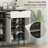 HOMCOM Modern and Minimal 12 Shoe Storage Cabinet - Grey/White(m-6)