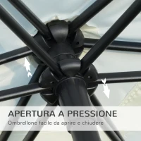 Outsunny Ombrellone da Giardino 2.6x2.5 m Anti UV Protezione 30+ con Testa Inclinabile, Palo in Alluminio e 6 Stecche, Bianco Crema(m-5)