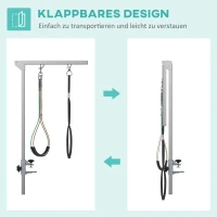 PawHut Huisdierverzorgingstafel Verzorgingstafel voor huisdieren, verstelbaar in hoogte, 36 x 8 x 74 cm, Zilver(m-4)