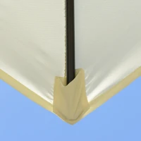 Outsunny Ombrellone da Giardino 2.6x2.5 m Anti UV Protezione 30+ con Testa Inclinabile, Palo in Alluminio e 6 Stecche, Bianco Crema(m-8)