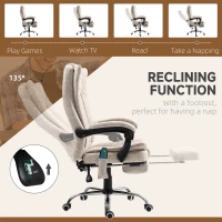 Vinsetto Vibrating Massage Office Chair with Heat, Desk Chair with Height Adjustable and Footrest, Cream White(m-9)