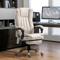 Vinsetto Vibrating Massage Office Chair with Heat, Desk Chair with Height Adjustable and Footrest, Cream White(m-10)