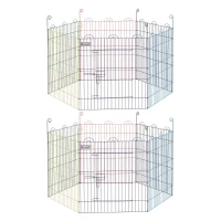 PawHut Lot de 2 enclos pliant en métal pour chiens lapins rongeurs petits animaux intérieur et extérieur 6 panneaux avec porte(m-10)