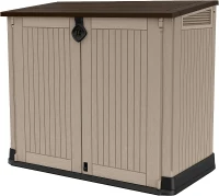 Keter Porta Attrezzi da Giardino Store-It-Out Midi, 880L, Effetto Legno, Beige, 132x71,5x113,5H cm(m-1)