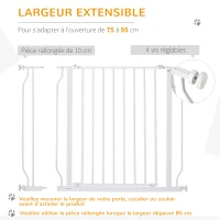 PawHut Lot de 2 barrières de sécurité pour animal longueur réglable escaliers couloirs portes sans perçage en acier ABS(m-5)