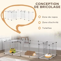 PawHut Lot de 2 enclos parc modulable pour petits animaux 40 panneaux pour lapin hamster chiot cochon 175 x 70 x 45 cm blanc(m-5)