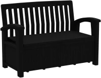 Keter Panchina Contenitore da Giardino Patio, 227L, Effetto Legno, Grafite, 132,7x61,2x89H cm(m-4)