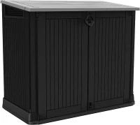 Keter Porta Attrezzi da Giardino Store-It-Out Midi, 880L, Effetto Legno, Nero, 132x71,5x113,5H cm(m-1)