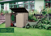 Keter Porta Attrezzi da Giardino Store-It-Out Max, 1200L, Effetto Legno, Beige, 145,5x82x125H cm(m-11)