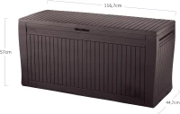 Keter Baule da Giardino Comfy, 270L, Effetto Legno, Marrone, 119,2x44,7x57H cm(m-3)