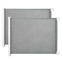 PawHut Lot de 2 barrières de sécurité barrière animaux rétractable automatique 1,15L x 0,83H m textilène acier  gris(m-9)