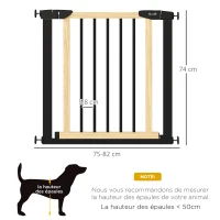 PawHut Lot de 2 barrières escalier chien fermeture automatique double verrouillage opération à une main largeur 75-82 cm noir(m-3)