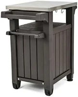 Keter Mobile Supporto Barbecue Unity, 105L, Ripiano in Acciaio, Effetto Legno, 70x54x90H cm(m-3)
