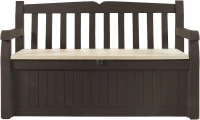Keter Panchina Contenitore da Giardino Eden, 265L, Effetto Legno, Marrone/Beige, 140x60x84H cm(m-5)