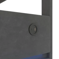 Lit Double avec Rangement et Système Hydraulique, Tissu Velouté, Lumières LED et Chargeur USB, 160x200 cm, Gris(m-9)