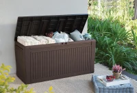 Keter Baule da Giardino Comfy, 270L, Effetto Legno, Marrone, 119,2x44,7x57H cm(m-6)