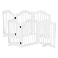 PawHut Lot de 2 barrières de sécurité barrière modulable pliable pour animaux de compagnie pied de support 154,5 x 61 cm blanc(m-10)