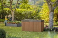 Keter Baule da Giardino Darwin, 570L, Effetto Legno, Marrone, 142,9x65,5x78,2H cm(m-3)