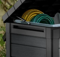 Keter Baule da Giardino Cortina, 380L, Effetto Legno, Grigio, 122,9x62,1x70,6H cm(m-7)