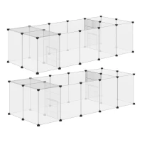 PawHut Lot de 2 enclos parc modulable pour petits animaux 40 panneaux pour lapin hamster chiot cochon 175 x 70 x 45 cm blanc(m-10)