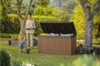 Keter Baule da Giardino Darwin, 570L, Effetto Legno, Marrone, 142,9x65,5x78,2H cm(m-4)