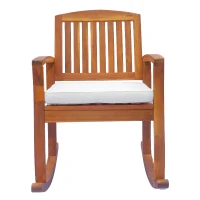 Outsunny Garden Acacia Wood Rocking Chair Deck Indoor Outdoor Porch Seat Rocker with Cushion(m-11)