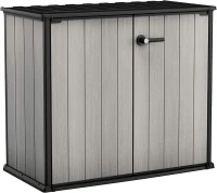 Keter Porta Attrezzi da Giardino Patio Store, 1000L, Effetto Legno Spazzolato, Grigio, 139,5x77x120H cm(m-1)