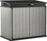 Keter Porta Attrezzi da Giardino Elite Store, 1150L, Effetto Legno Spazzolato, Grigio, 141x82x123,5H cm(m-4)