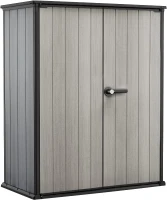 Keter Porta Attrezzi da Giardino High Store+, 1400L, Effetto Legno Spazzolato, Grigio, 140x73,6x170,4H cm(m-1)