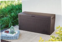Keter Baule da Giardino Comfy, 270L, Effetto Legno, Marrone, 119,2x44,7x57H cm(m-5)
