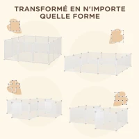 PawHut Enclos parc modulable pour petits animaux 12 panneaux pour lapin, hamster, chiot, cochon 105 x 105 x 45 cm blanc(m-7)