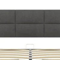 Letto Matrimoniale in Tessuto Vellutato con contenitore, Luci LED e Caricatore USB, 140x200 cm, Grigio(m-8)