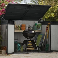 Keter Porta Attrezzi da Giardino Grande Store, 2020L, Effetto Legno Spazzolato, Grigio, 190,5x109,3x132,5H cm(m-12)