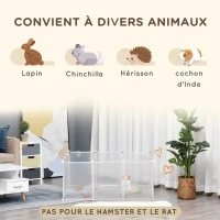 PawHut Enclos parc modulable pour petits animaux 12 panneaux pour lapin, hamster, chiot, cochon 105 x 105 x 45 cm blanc(m-5)