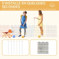 PawHut Lot de 2 enclos pliant en métal pour chiens lapins rongeurs petits animaux intérieur et extérieur 6 panneaux avec porte(m-4)