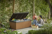 Keter Baule da Giardino Darwin, 380L, Effetto Legno, Marrone, 142,9x65,5x54,4H cm(m-5)