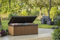 Keter Baule da Giardino Darwin, 380L, Effetto Legno, Marrone, 142,9x65,5x54,4H cm(m-4)