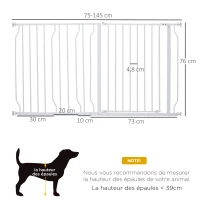 PawHut Lot de 2 barrières de sécurité barrière pour animal domestique longueur réglable escaliers couloirs portes sans perçage(m-3)