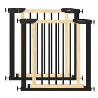 PawHut Lot de 2 barrières escalier chien fermeture automatique double verrouillage opération à une main largeur 75-82 cm noir(m-11)
