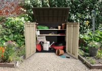 Keter Porta Attrezzi da Giardino Store-It-Out Arc, 1200L, Effetto Legno, Beige, 145,5x82x125H cm(m-3)