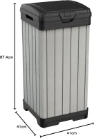 Keter Pattumiera da Esterno Rockford, 125L, Effetto Legno Spazzolato, 41x41x87,4H cm(m-8)