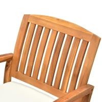 Outsunny Garden Acacia Wood Rocking Chair Deck Indoor Outdoor Porch Seat Rocker with Cushion(m-8)
