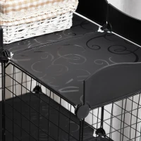 PawHut Lot de 2 cages parc enclos pour petits animaux chats visons modulable 3 niveaux 2 portes rampe fil métallique noir(m-8)
