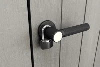 Keter Porta Attrezzi da Giardino Patio Store, 1000L, Effetto Legno Spazzolato, Grigio, 139,5x77x120H cm(m-3)