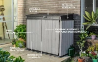 Keter Porta Attrezzi da Giardino Elite Store, 1150L, Effetto Legno Spazzolato, Grigio, 141x82x123,5H cm(m-2)