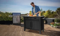 Keter Mobile Supporto Barbecue Unity XL, 207L, Effetto Legno, 41x41x87,4H cm(m-6)