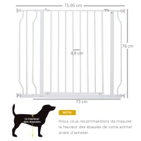 PawHut Lot de 2 barrières de sécurité pour animal longueur réglable escaliers couloirs portes sans perçage en acier ABS(m-3)