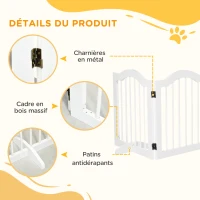 PawHut Lot de 2 barrières de sécurité barrière modulable pliable pour animaux de compagnie pied de support 154,5 x 61 cm blanc(m-6)