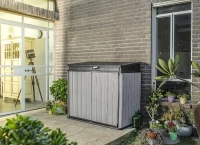 Keter Porta Attrezzi da Giardino Elite Store, 1150L, Effetto Legno Spazzolato, Grigio, 141x82x123,5H cm(m-8)